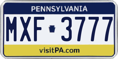 PA license plate MXF3777