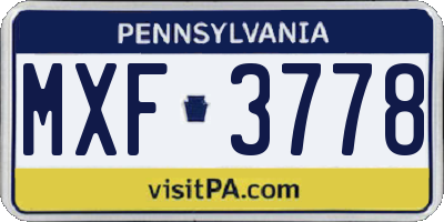 PA license plate MXF3778