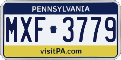 PA license plate MXF3779