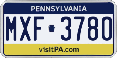 PA license plate MXF3780