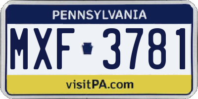 PA license plate MXF3781