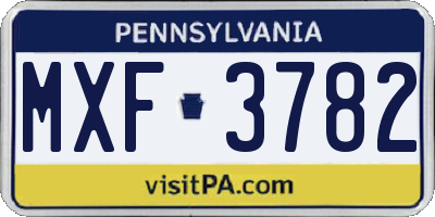 PA license plate MXF3782
