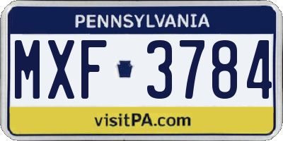 PA license plate MXF3784