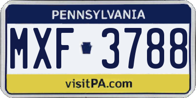 PA license plate MXF3788