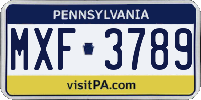 PA license plate MXF3789