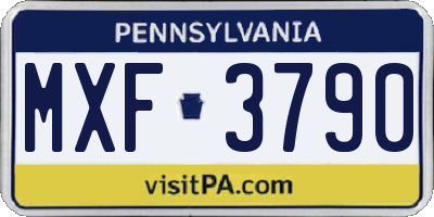 PA license plate MXF3790