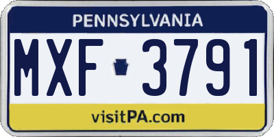 PA license plate MXF3791