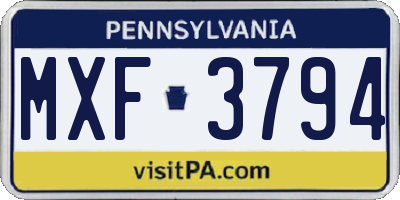 PA license plate MXF3794
