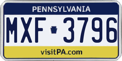 PA license plate MXF3796