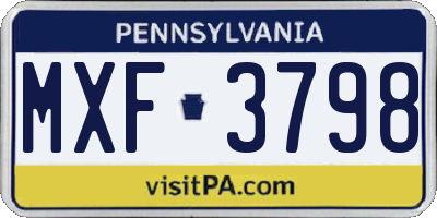 PA license plate MXF3798