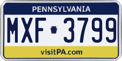 PA license plate MXF3799
