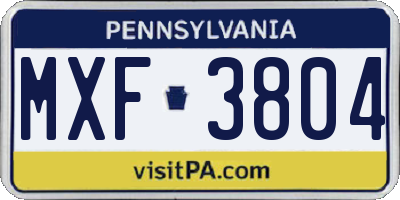 PA license plate MXF3804