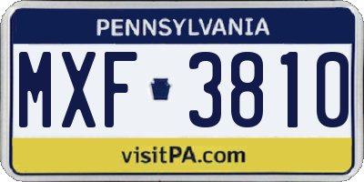 PA license plate MXF3810