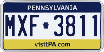 PA license plate MXF3811