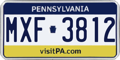 PA license plate MXF3812