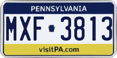PA license plate MXF3813