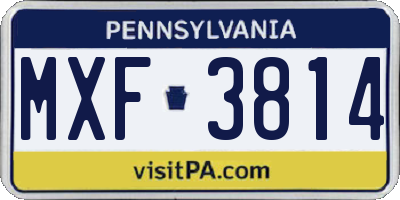 PA license plate MXF3814