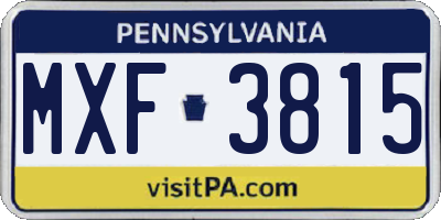PA license plate MXF3815