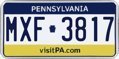 PA license plate MXF3817