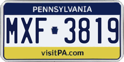 PA license plate MXF3819