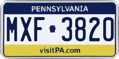 PA license plate MXF3820