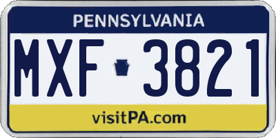 PA license plate MXF3821