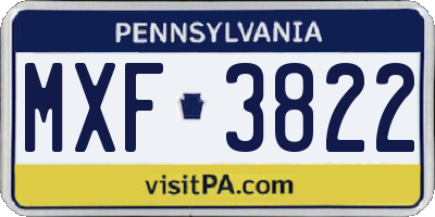PA license plate MXF3822
