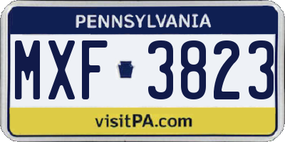 PA license plate MXF3823