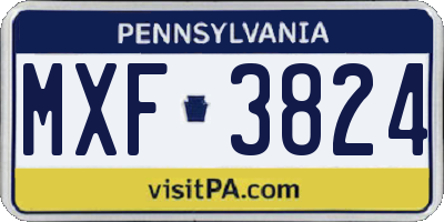 PA license plate MXF3824