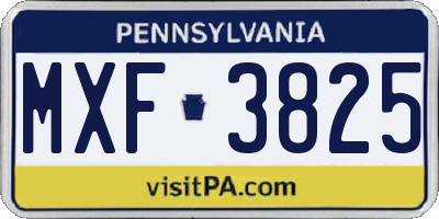 PA license plate MXF3825