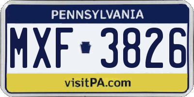 PA license plate MXF3826