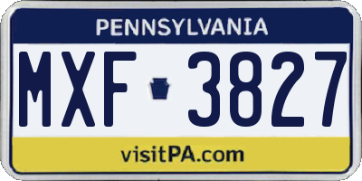 PA license plate MXF3827