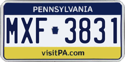 PA license plate MXF3831