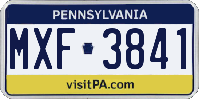 PA license plate MXF3841