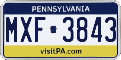 PA license plate MXF3843