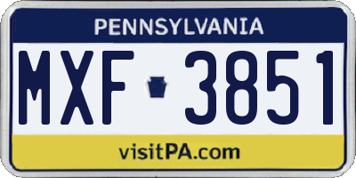 PA license plate MXF3851