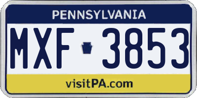 PA license plate MXF3853