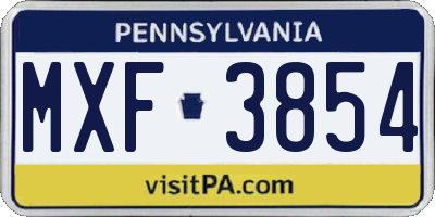 PA license plate MXF3854
