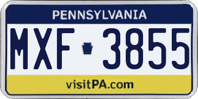 PA license plate MXF3855