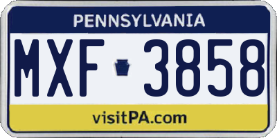 PA license plate MXF3858