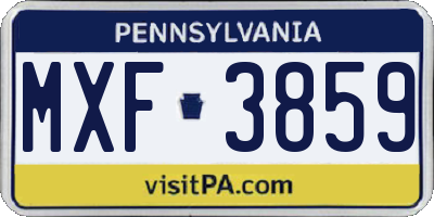 PA license plate MXF3859