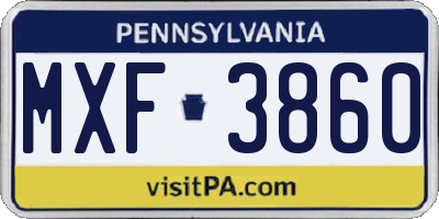 PA license plate MXF3860