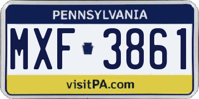 PA license plate MXF3861