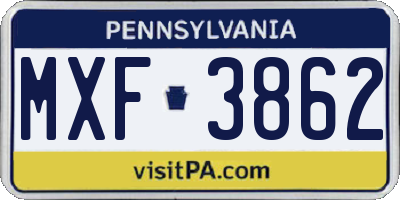 PA license plate MXF3862