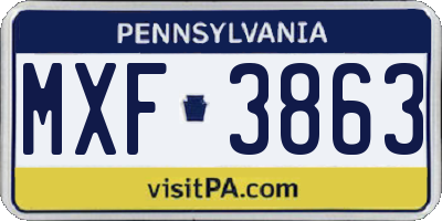 PA license plate MXF3863