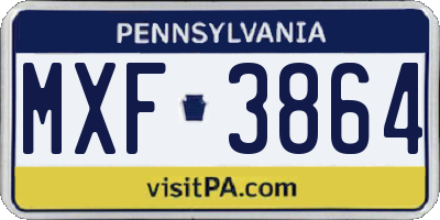 PA license plate MXF3864
