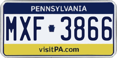 PA license plate MXF3866