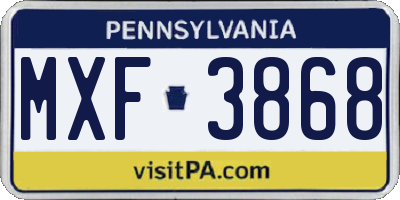 PA license plate MXF3868