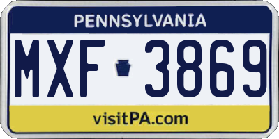 PA license plate MXF3869