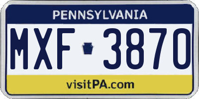 PA license plate MXF3870